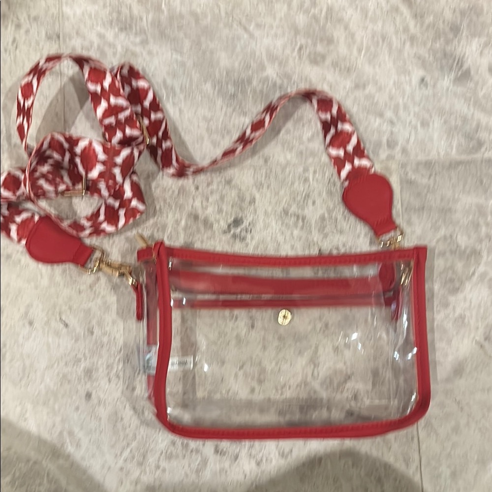 Laura Park Clear Red Trim Crossbody stadium Bag